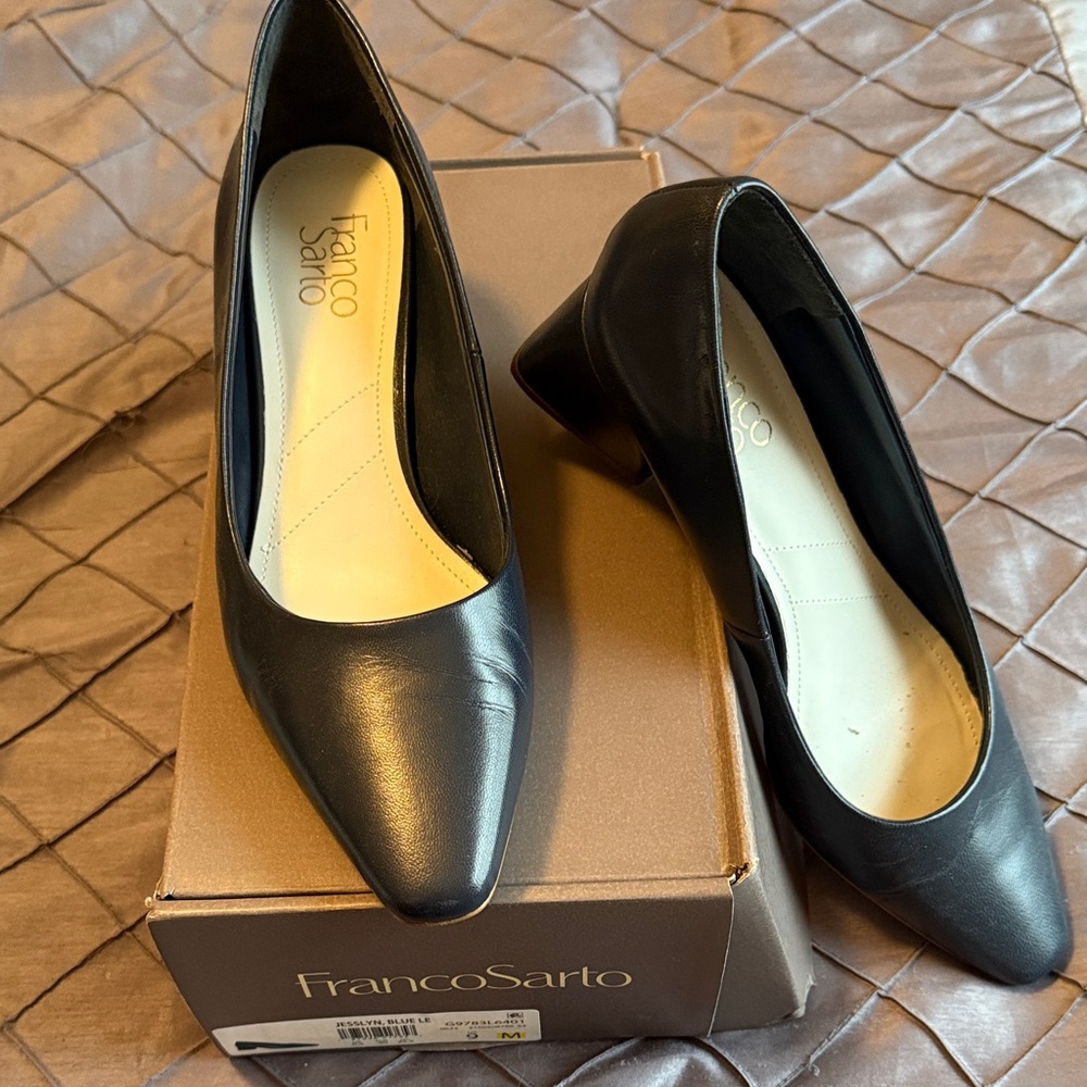 Franco Sarto Black Leather Heels